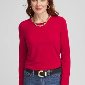 Chico's Vibrant Red Long Sleeve Shirt Size 2